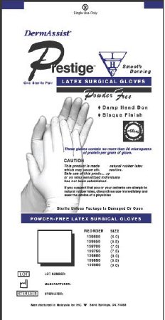 Gloves Surgical Surgical Glove DermAssist® Prestige® DHD Size 7.5 Sterile Pair Latex Extended Cuff Length Smooth Ivory Not Chemo Approved (50PR/BX 4BX/CS) by Innovative Healthcare Corp., Inc.  ID 139750